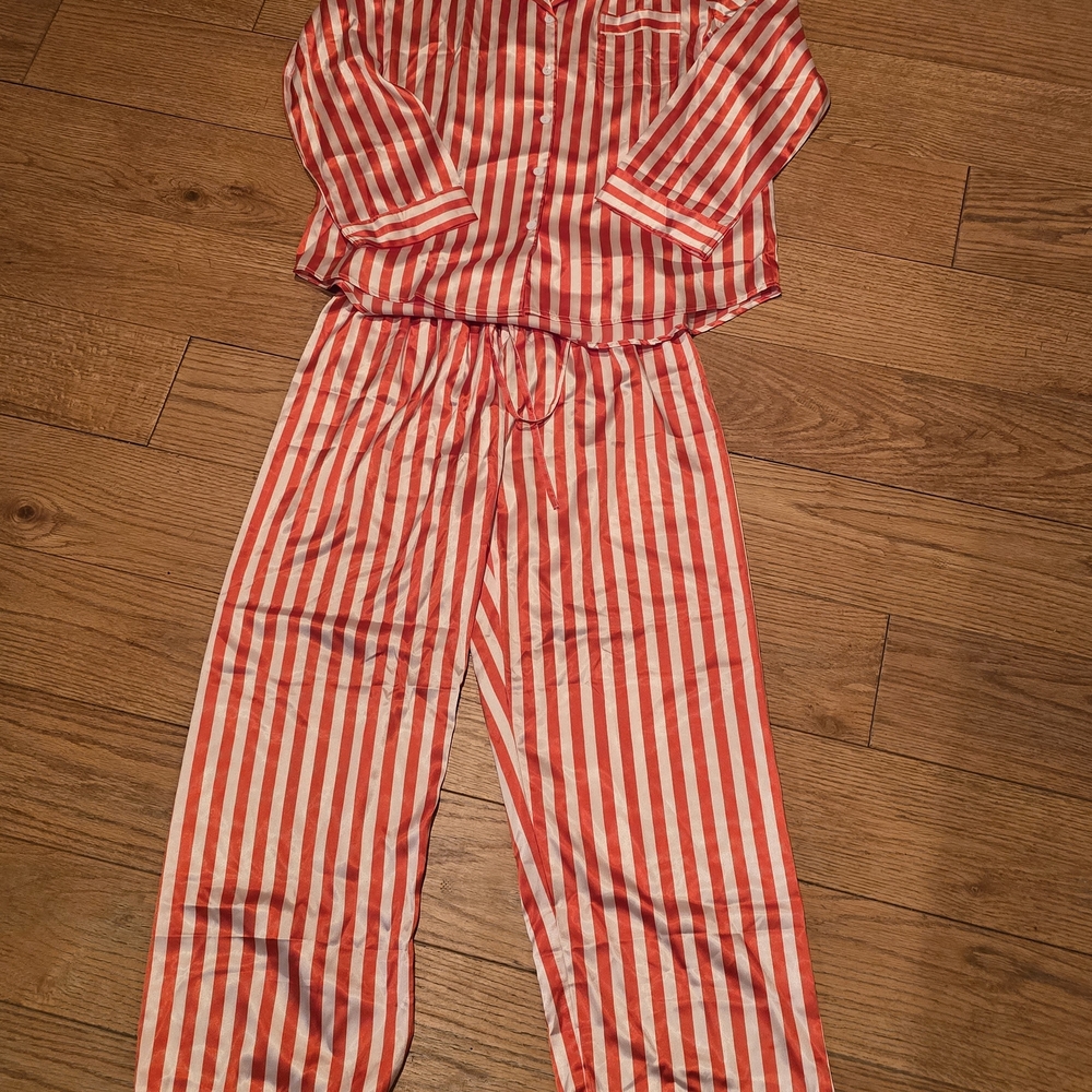 Striped Red and White Women's Pajama Set